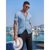 imageCOOFANDY Mens Knit Button Down Shirt Short Sleeve Polo Sweater Summer Casual Shirts Cuban Beach TopsLight Blue