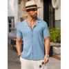 imageCOOFANDY Mens Knit Button Down Shirt Short Sleeve Polo Sweater Summer Casual Shirts Cuban Beach TopsLight Blue