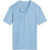 imageCOOFANDY Mens Knit Button Down Shirt Short Sleeve Polo Sweater Summer Casual Shirts Cuban Beach TopsLight Blue