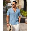 imageCOOFANDY Mens Knit Button Down Shirt Short Sleeve Polo Sweater Summer Casual Shirts Cuban Beach TopsLight Blue