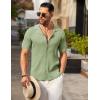 imageCOOFANDY Mens Knit Button Down Shirt Short Sleeve Polo Sweater Summer Casual Shirts Cuban Beach TopsLight Green