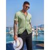 imageCOOFANDY Mens Knit Button Down Shirt Short Sleeve Polo Sweater Summer Casual Shirts Cuban Beach TopsLight Green