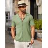 imageCOOFANDY Mens Knit Button Down Shirt Short Sleeve Polo Sweater Summer Casual Shirts Cuban Beach TopsLight Green