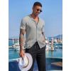 imageCOOFANDY Mens Knit Button Down Shirt Short Sleeve Polo Sweater Summer Casual Shirts Cuban Beach TopsLight Grey