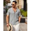 imageCOOFANDY Mens Knit Button Down Shirt Short Sleeve Polo Sweater Summer Casual Shirts Cuban Beach TopsLight Grey