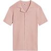 imageCOOFANDY Mens Knit Button Down Shirt Short Sleeve Polo Sweater Summer Casual Shirts Cuban Beach TopsPink