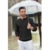 imageCOOFANDY Mens Knit Polo Shirts Long Sleeve Sweater Casual Waffle Textured Collared Polo Sweater01black
