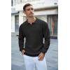 imageCOOFANDY Mens Knit Polo Shirts Long Sleeve Sweater Casual Waffle Textured Collared Polo Sweater01black