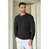 imageCOOFANDY Mens Knit Polo Shirts Long Sleeve Sweater Casual Waffle Textured Collared Polo Sweater01black