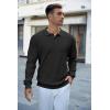 imageCOOFANDY Mens Knit Polo Shirts Long Sleeve Sweater Casual Waffle Textured Collared Polo Sweater01black