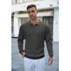 imageCOOFANDY Mens Knit Polo Shirts Long Sleeve Sweater Casual Waffle Textured Collared Polo SweaterDark Grey