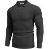 imageCOOFANDY Mens Knit Polo Shirts Long Sleeve Sweater Casual Waffle Textured Collared Polo SweaterDark Grey