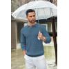 imageCOOFANDY Mens Knit Polo Shirts Long Sleeve Sweater Casual Waffle Textured Collared Polo SweaterDenim Blue
