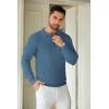 imageCOOFANDY Mens Knit Polo Shirts Long Sleeve Sweater Casual Waffle Textured Collared Polo SweaterDenim Blue