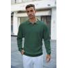 imageCOOFANDY Mens Knit Polo Shirts Long Sleeve Sweater Casual Waffle Textured Collared Polo SweaterDrak Green
