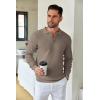 imageCOOFANDY Mens Knit Polo Shirts Long Sleeve Sweater Casual Waffle Textured Collared Polo SweaterGray Camel