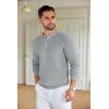 imageCOOFANDY Mens Knit Polo Shirts Long Sleeve Sweater Casual Waffle Textured Collared Polo SweaterGrey