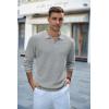 imageCOOFANDY Mens Knit Polo Shirts Long Sleeve Sweater Casual Waffle Textured Collared Polo SweaterGrey