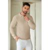 imageCOOFANDY Mens Knit Polo Shirts Long Sleeve Sweater Casual Waffle Textured Collared Polo SweaterKhaki