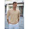 imageCOOFANDY Mens Knit Polo Shirts Long Sleeve Sweater Casual Waffle Textured Collared Polo SweaterKhaki