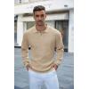 imageCOOFANDY Mens Knit Polo Shirts Long Sleeve Sweater Casual Waffle Textured Collared Polo SweaterKhaki