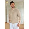 imageCOOFANDY Mens Knit Polo Shirts Long Sleeve Sweater Casual Waffle Textured Collared Polo SweaterKhaki