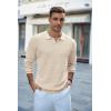 imageCOOFANDY Mens Knit Polo Shirts Long Sleeve Sweater Casual Waffle Textured Collared Polo SweaterLight Khaki