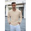 imageCOOFANDY Mens Knit Polo Shirts Long Sleeve Sweater Casual Waffle Textured Collared Polo SweaterLight Khaki