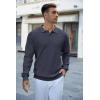 imageCOOFANDY Mens Knit Polo Shirts Long Sleeve Sweater Casual Waffle Textured Collared Polo SweaterNavy Blue