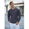imageCOOFANDY Mens Knit Polo Shirts Long Sleeve Sweater Casual Waffle Textured Collared Polo SweaterNavy Blue