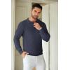 imageCOOFANDY Mens Knit Polo Shirts Long Sleeve Sweater Casual Waffle Textured Collared Polo SweaterNavy Blue