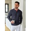 imageCOOFANDY Mens Knit Polo Shirts Long Sleeve Sweater Casual Waffle Textured Collared Polo SweaterNavy Blue