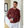 imageCOOFANDY Mens Knit Polo Shirts Long Sleeve Sweater Casual Waffle Textured Collared Polo SweaterWine Red