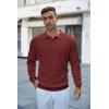 imageCOOFANDY Mens Knit Polo Shirts Long Sleeve Sweater Casual Waffle Textured Collared Polo SweaterWine Red