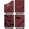 imageCOOFANDY Mens Knit Polo Shirts Long Sleeve Sweater Casual Waffle Textured Collared Polo SweaterWine Red