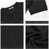 imageCOOFANDY Mens Knit Polo Shirts Short Sleeve Button Down Shirts Casual Crochet Shirt Summer Vintage PoloBlack