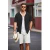 imageCOOFANDY Mens Knit Polo Shirts Short Sleeve Button Down Shirts Casual Crochet Shirt Summer Vintage PoloBlack