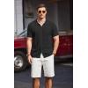 imageCOOFANDY Mens Knit Polo Shirts Short Sleeve Button Down Shirts Casual Crochet Shirt Summer Vintage PoloBlack