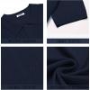 imageCOOFANDY Mens Knit Polo Shirts Short Sleeve Button Down Shirts Casual Crochet Shirt Summer Vintage PoloDark Navy Blue