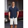 imageCOOFANDY Mens Knit Polo Shirts Short Sleeve Button Down Shirts Casual Crochet Shirt Summer Vintage PoloDark Navy Blue