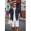 imageCOOFANDY Mens Knit Polo Shirts Short Sleeve Button Down Shirts Casual Crochet Shirt Summer Vintage PoloDark Navy Blue