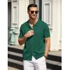 imageCOOFANDY Mens Knit Polo Shirts Short Sleeve Button Down Shirts Casual Crochet Shirt Summer Vintage PoloGreen