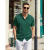 imageCOOFANDY Mens Knit Polo Shirts Short Sleeve Button Down Shirts Casual Crochet Shirt Summer Vintage PoloGreen