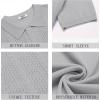 imageCOOFANDY Mens Knit Polo Shirts Short Sleeve Button Down Shirts Casual Crochet Shirt Summer Vintage PoloGrey