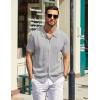 imageCOOFANDY Mens Knit Polo Shirts Short Sleeve Button Down Shirts Casual Crochet Shirt Summer Vintage PoloGrey