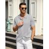 imageCOOFANDY Mens Knit Polo Shirts Short Sleeve Button Down Shirts Casual Crochet Shirt Summer Vintage PoloGrey
