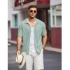 imageCOOFANDY Mens Knit Polo Shirts Short Sleeve Button Down Shirts Casual Crochet Shirt Summer Vintage PoloIce Green