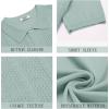 imageCOOFANDY Mens Knit Polo Shirts Short Sleeve Button Down Shirts Casual Crochet Shirt Summer Vintage PoloIce Green