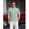 imageCOOFANDY Mens Knit Polo Shirts Short Sleeve Button Down Shirts Casual Crochet Shirt Summer Vintage PoloIce Green