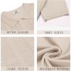 imageCOOFANDY Mens Knit Polo Shirts Short Sleeve Button Down Shirts Casual Crochet Shirt Summer Vintage PoloKhaki